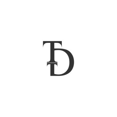 Alfabe harfleri Baş harfleri Monogram logosu DT, TD, D ve T