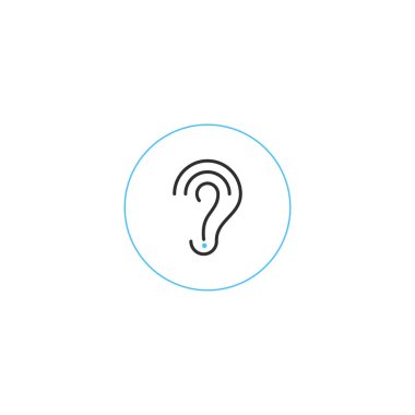 A ear with a question mark in the middle - health and medical concept illustration art