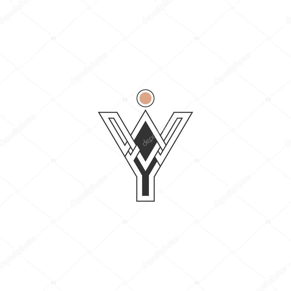 Alphabet letters Initials Monogram logo YI, IY, Y and I