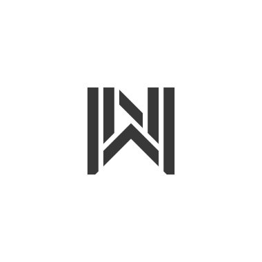 NW, WN, W ve N Soyut İlk monogram harf logosu tasarımı