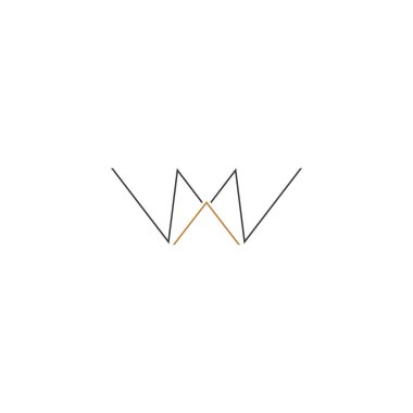 NW, WN, W ve N Soyut İlk monogram harf logosu tasarımı