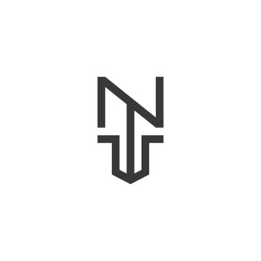 NW, WN, W ve N Soyut İlk monogram harf logosu tasarımı