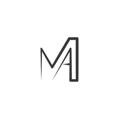 AM, MA, A ve M soyut ilk harfli alfabe logosu tasarımı