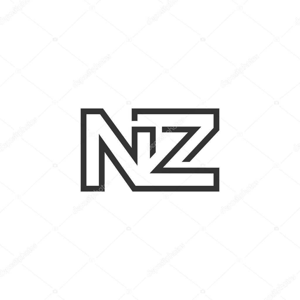 Alphabet letters Initials Monogram logo ZN, NZ, Z and N
