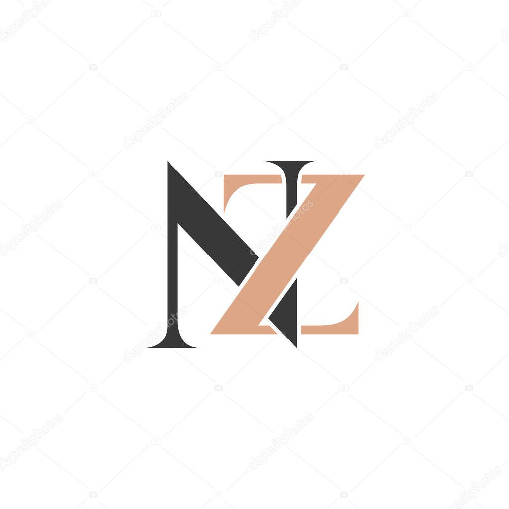 Alphabet Initials logo ZN, NZ, Z and N