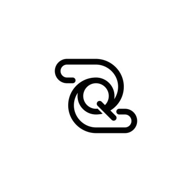 QZ, ZQ, Soyut ilk monogram harf logo tasarımı
