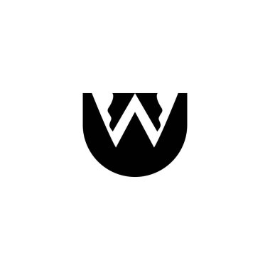 UW, WU, W ve U soyut ilk harfli alfabe logosu tasarımı