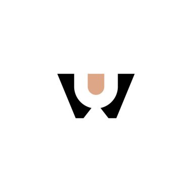 UW, WU, W ve U soyut ilk harfli alfabe logosu tasarımı