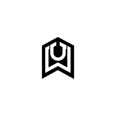 UW, WU, W ve U soyut ilk harfli alfabe logosu tasarımı