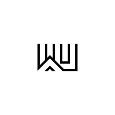 UW, WU, soyut ilk monogram harf logosu tasarımı