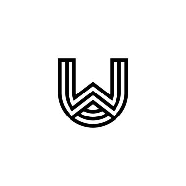 UW, WU, soyut ilk monogram harf logosu tasarımı