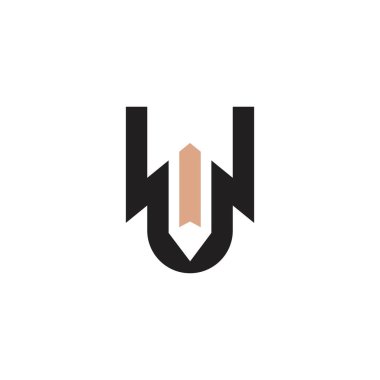 Alfabe harfleri Baş harfleri Monogram logosu UW, WU, W ve U