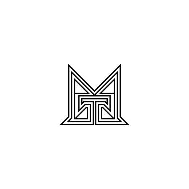 MT, TM, M ve T Soyut ilk monogram harf logosu tasarımı