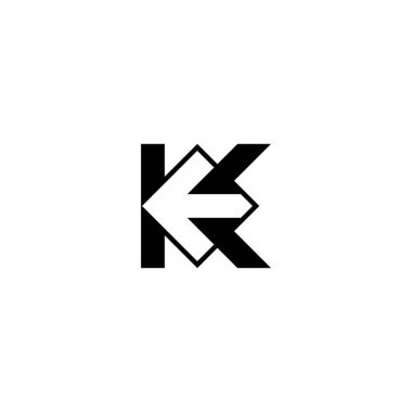 Ok stili Ke logosu ya da Ek logosu. Logonun merkezinde bir ok stili tasarımı kullanan KE Logosunun modern ve cesur bir tasarımı.