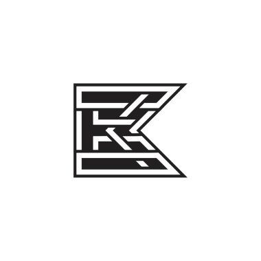 EK, KE, E ve K İlk monogram harf logosu tasarımı illüstrasyonu
