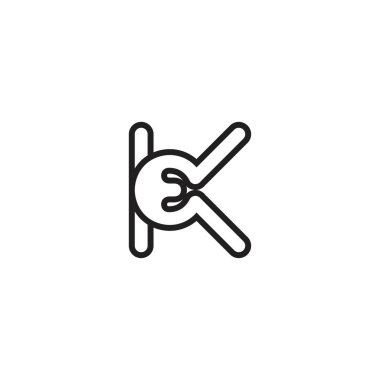 Alfabe harfleri Baş harfleri Monogram logosu EK, KE, E ve K