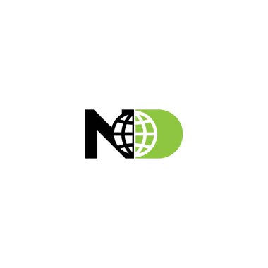 Modern Earth ND or DN Monogram Logo for Professional Use clipart