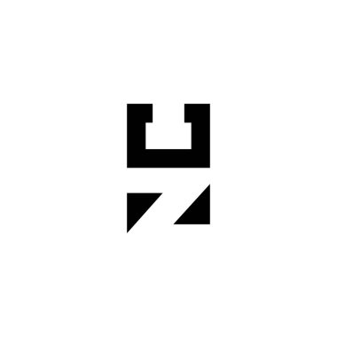 Minimalist Alfabe Harfleri İlk Monogram ZU ZU Logosu