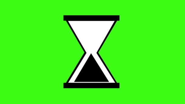 緑のクロマキーの背景にある砂時計のアイコンのアニメーション — ストック動画