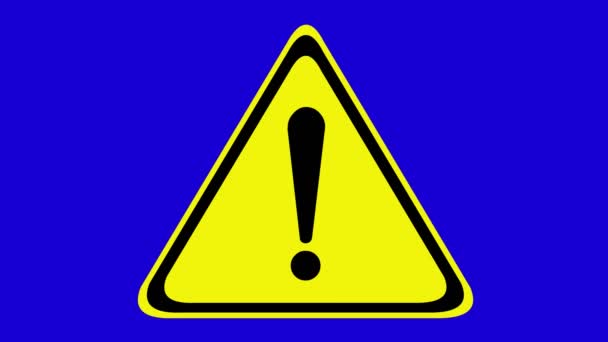 在警报或危险的概念中 惊叹号的动画标志着运输信号 在蓝色色键的背景上 — 图库视频影像