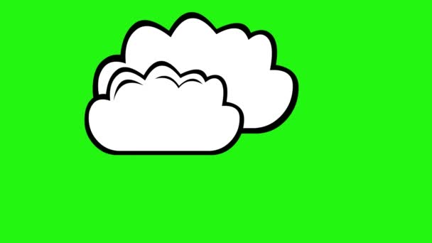 Animation Icônes Cloud Avec Rafales Vent Dessinées Noir Blanc Sur — Video