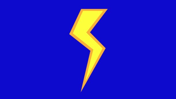 Animation Cartoon Lightning Thunder Blue Chroma Key Background — Stock Video