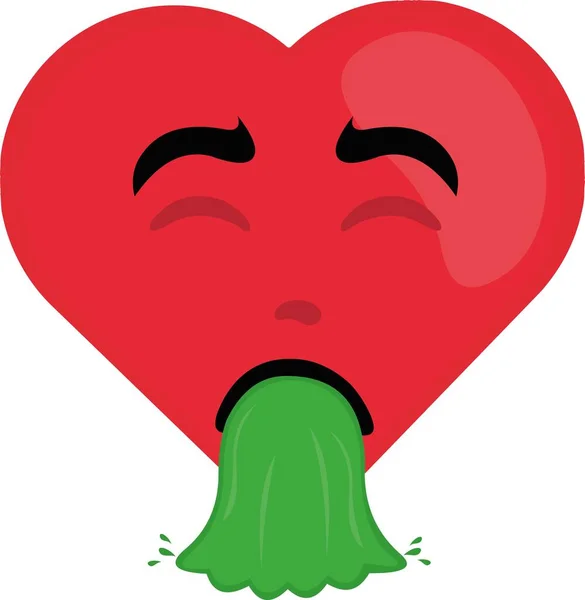 Vector Illustration Cartoon Character Heart Vomiting — Stock Vector