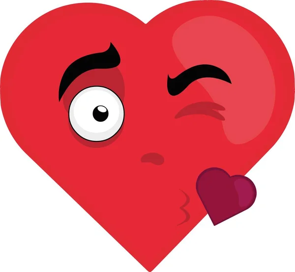 Εικονογράφηση Διάνυσμα Emoticon Ενός Χαρακτήρα Κινουμένων Σχεδίων Σχήμα Καρδιάς Δίνοντας — Διανυσματικό Αρχείο