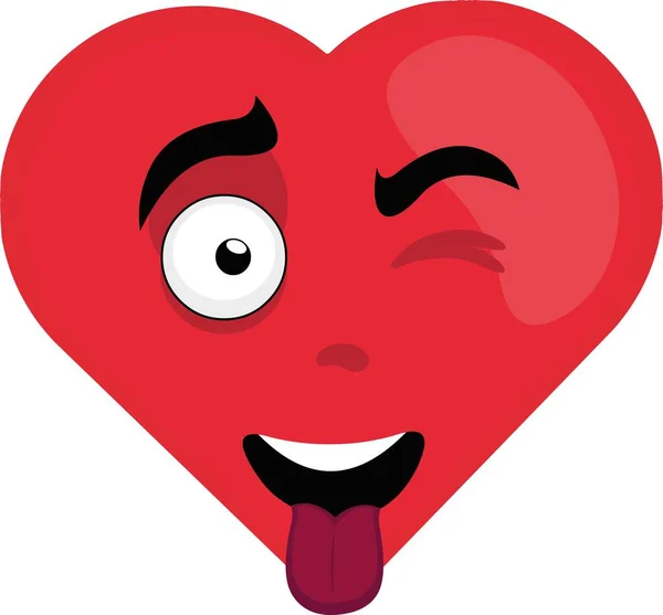 卡通人物心脏 眨眼和吐舌头的矢量图 — 图库矢量图片