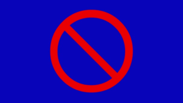 Animation Απαγορευμένης Σηματοδότησης Κυκλοφορίας Μπλε Χρωματικό Φόντο — Αρχείο Βίντεο