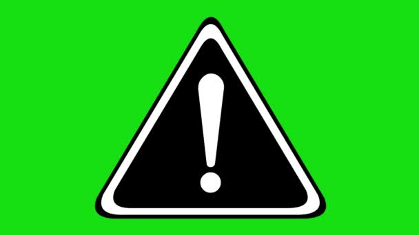 Animace Výstražné Nebo Výstražné Signalizační Ikony Černobílé Barvě Zeleném Pozadí — Stock video
