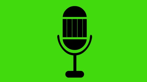 Анимация Иконки Микрофона Выключен Отключен Заднем Плане Хрома Ключ Зеленый — стоковое видео