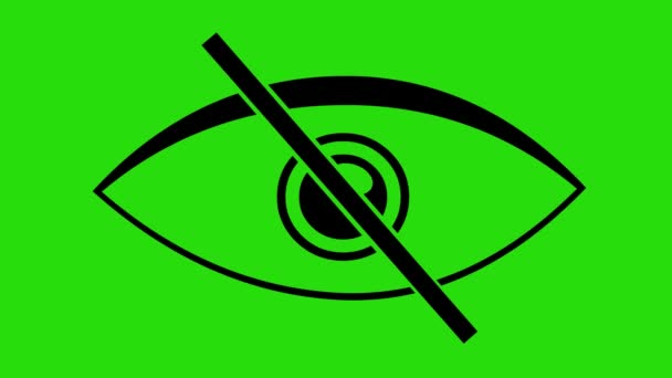 Иконка Анимации Неработающего Глаза Зеленом Фоне Ключа Хромы — стоковое видео