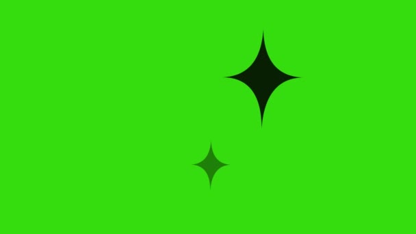 黒のシルエットのアイコンアニメーションは 緑色のクロムキーの背景に星の形で点滅します — ストック動画