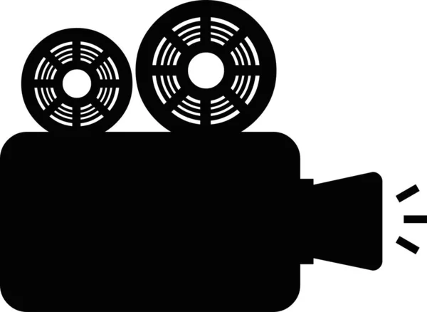 Векторная Иллюстрация Черного Силуэта Иконки Видеокамеры — стоковый вектор