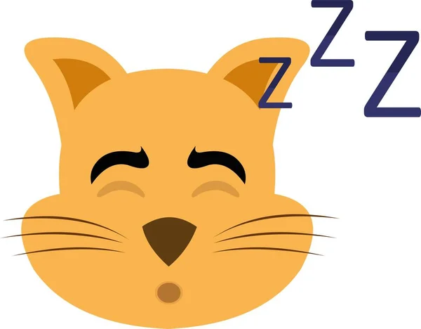 Vektorová Ilustrace Obličeje Kočičí Karikatury Spící — Stockový vektor