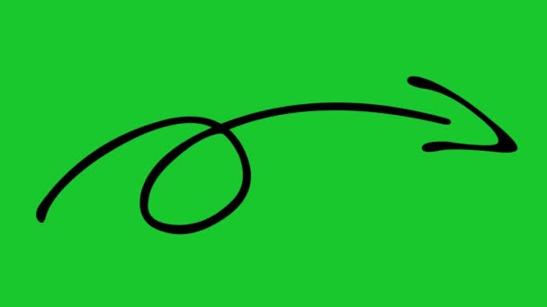 Animation Arrow Knot Drawn Indicating Right Side Green Chrome Key — Stock Video