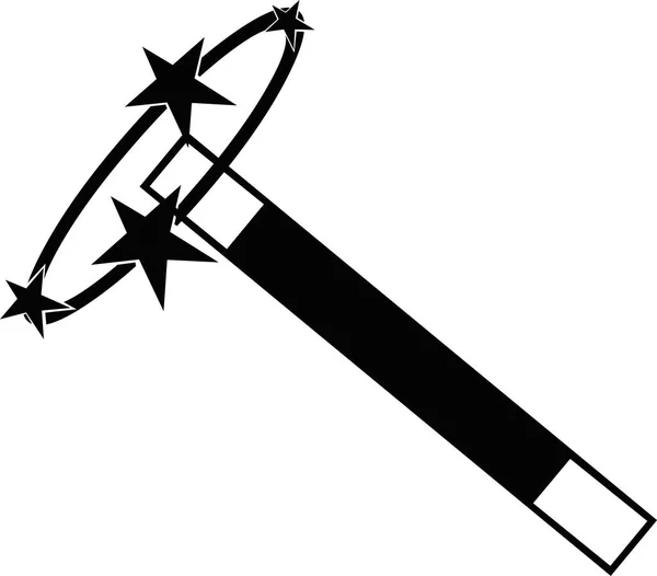 Vektorová Ilustrace Černobílé Ikony Kouzelné Hůlky — Stockový vektor