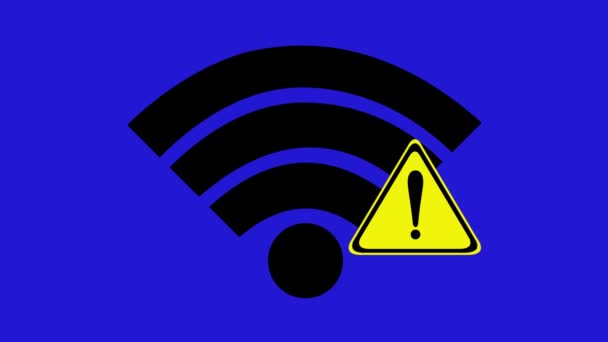 Icono Wifi Animación Con Signo Advertencia Clásico Signo Exclamación Concepto — Vídeo de stock