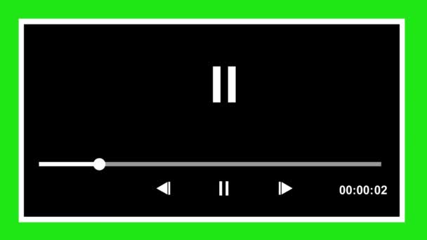 Анімація Піктограм Відеопрогравача Розроблена Чорно Білим Кольором Десяти Секундним Відтворенням — стокове відео
