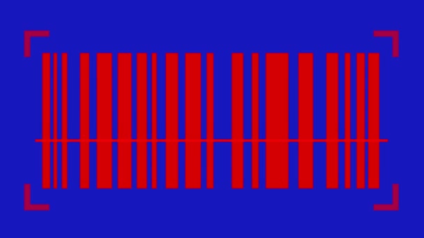 Animación Código Barras Escaneado Por Láser Rojo Sobre Fondo Clave — Vídeo de stock