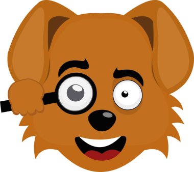 Bir çizgi film köpeğinin büyüteçle izlediği yüzün vektör çizimi