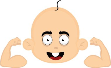 Kolların bisepslerini gösteren bir bebek çizgi filminin vektör çizimi