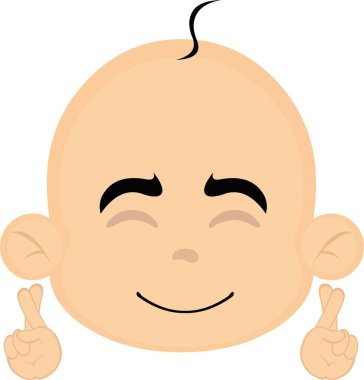Elleri çapraz olan bir bebek karikatürünün vektör çizimi, bir dilek ya da iyi şanslar dileme kavramı için.