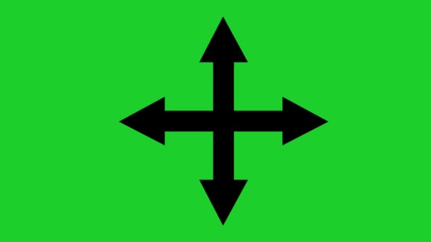 矢印が上下左右に表示されます 緑色のクロムキーの背景に — ストック動画
