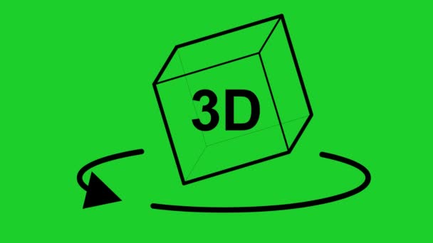 Icon Animation Three Dimensions Cube Concept Virtual Augmented Reality Green — Vídeo de stock