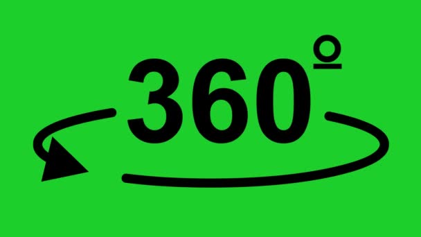 360 Degree View Icon Animation Green Chrome Key Background — Vídeo de Stock
