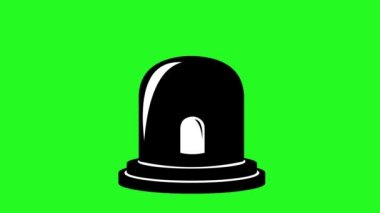 ambulance or firefighter siren alarm icon animation, drawn in black and white, on a green chrome key background