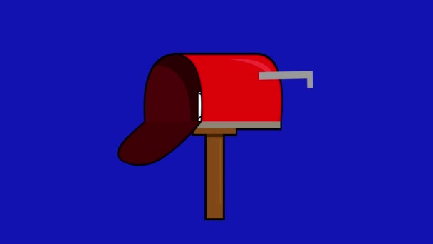 青いクロムキーの背景にある古典的な手紙のメールボックスアニメーション — ストック動画