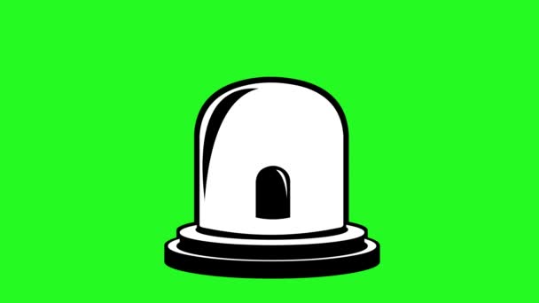 Ambulance Firefighter Alarm Icon Animation Drawn Black White Green Chrome — Vídeo de Stock